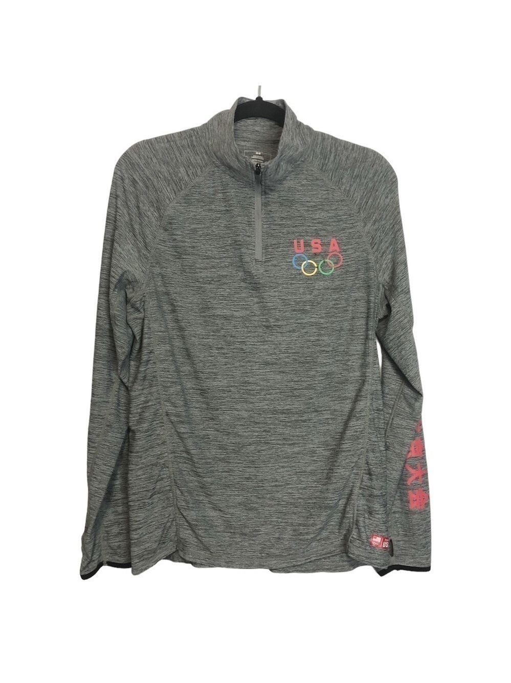 TEAM USA Olympic 1/4 Zip Long Sleeve Grey Shirt, size M